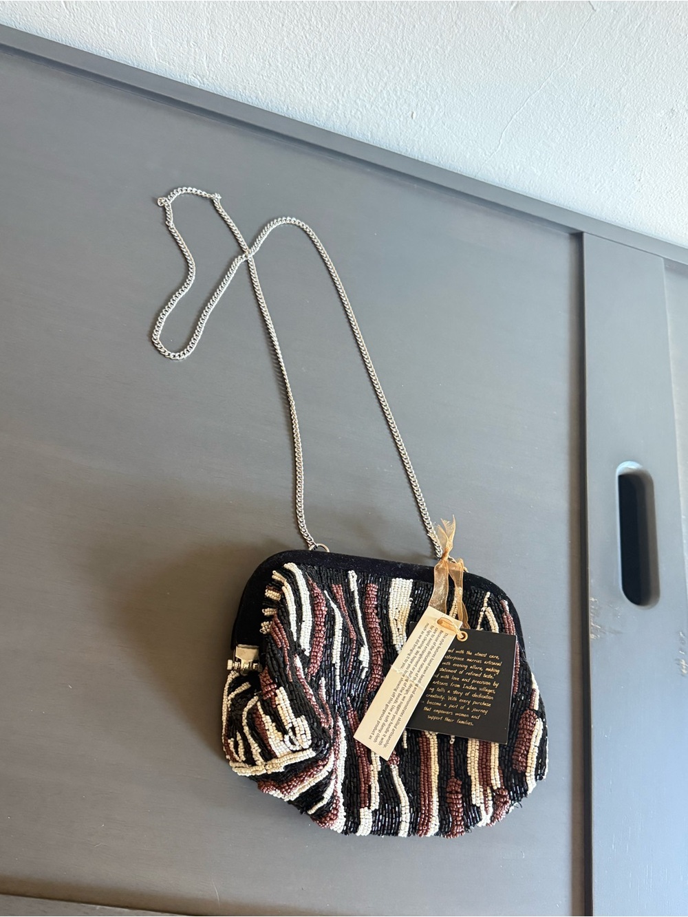 Beaded Zebra-Stripe clutch purse